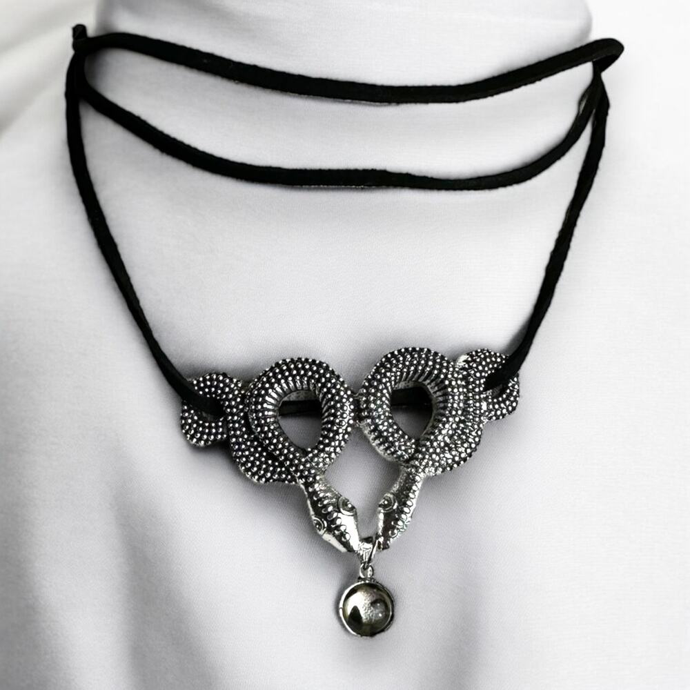 Unique Goth Double Snake Triple Choker NWT